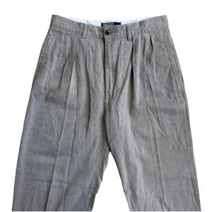 Polo Ralph Lauren Pants Mens 30x30 (Fits 28x29) Tan Knit Double Pleated Cuffed